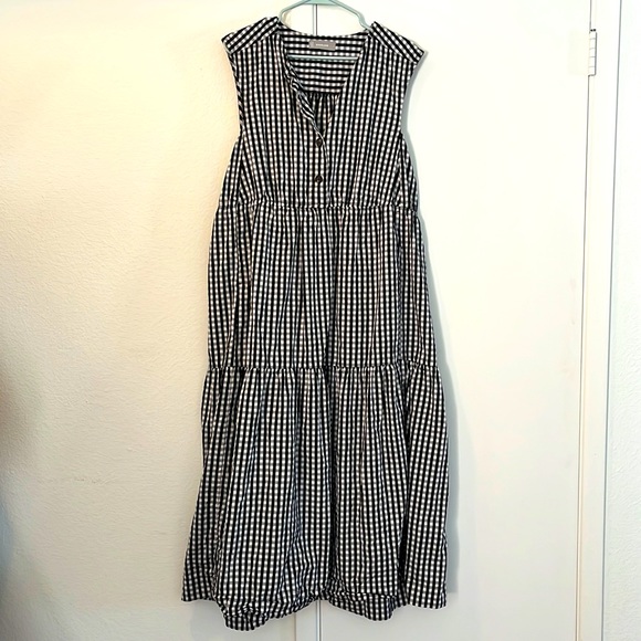 Everlane Black and White Gingham Midi Dress - Picture 2 of 5